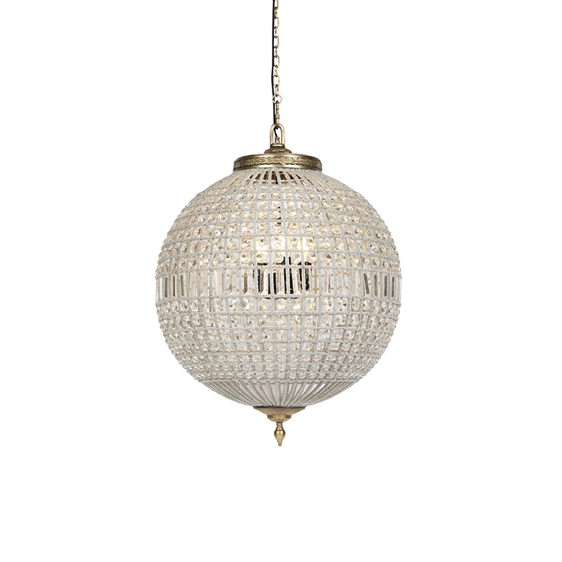 Art Deco závěsná lampa krystal se zlatem 65 cm - Kasbah