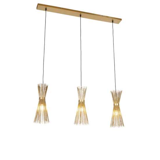 Art Deco závěsná lampa zlatá 3-světlo - koště