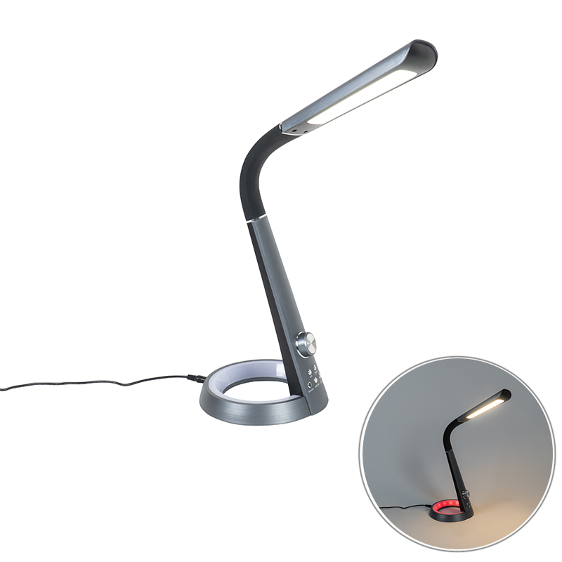 Černá stolní lampa včetně LED RGBV a USB připojení - Manuel
