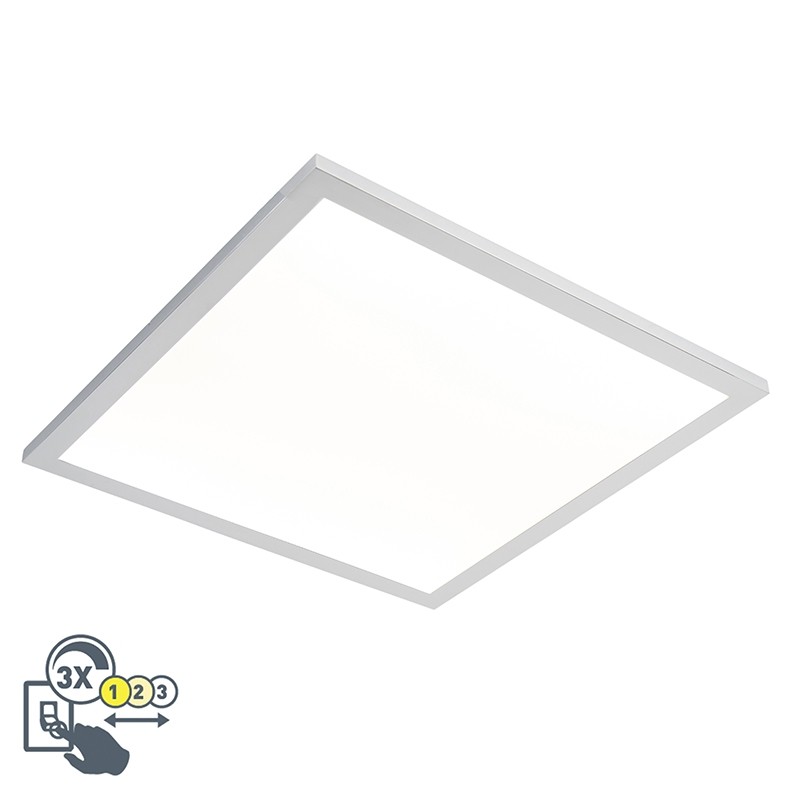 Čtvercové stropní svítidlo chrom 45 cm vč. LED IP44 - ploché