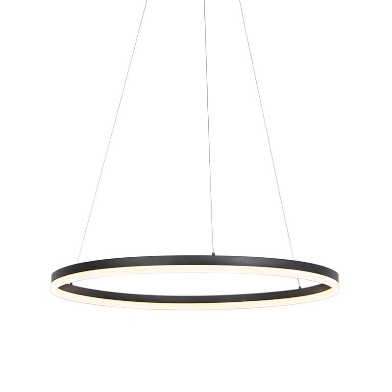 Designová kruhová závěsná lampa černá 80cm vč. LED a stmívače - Anello
