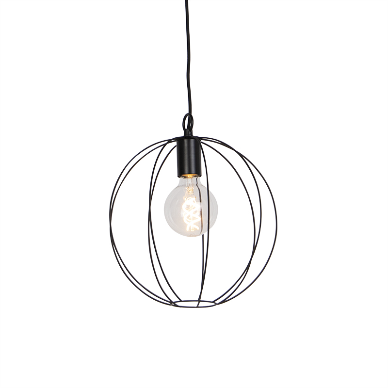 Designová kulatá závěsná lampa černá 30 cm - Pelotas
