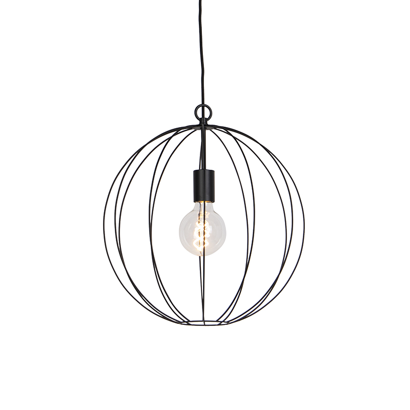 Designová kulatá závěsná lampa černá 40 cm - Pelotas