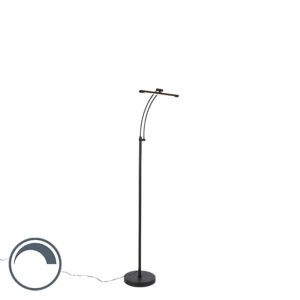 Designová stojací lampa černá včetně LED s nastavitelným stmívačem - tablo