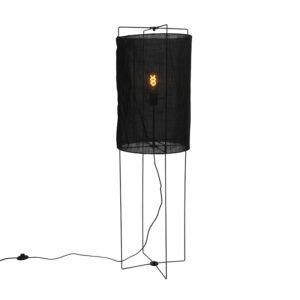 Designová stojací lampa černé lněné odstín - Rich