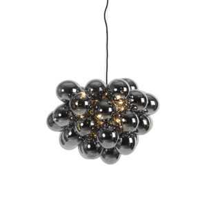 Designová závěsná lampa černá s kouřovým sklem 8 světel - Uvas
