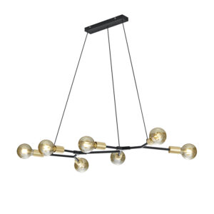 Designov&aacute; z&aacute;věsn&aacute; lampa čern&aacute; se zlat&yacute;mi 7 světly - Dirk