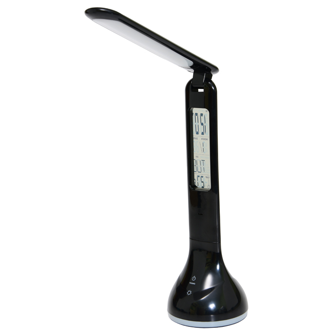 Ecolite LED stolní lampa 5W nabíjecí s displejem černá - POSLEDNÍ KUS LHZQ2-CR