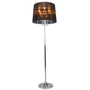 Klasická stojací lampa chrom s černým odstínem - Ann-Kathrin 5