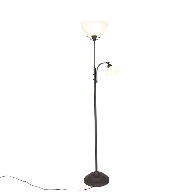 Klasická stojací lampa hnědá s lampou na čtení - Dallas