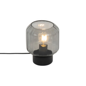 Klasická stolní lampa černá s kouřovým sklem - Stiklo