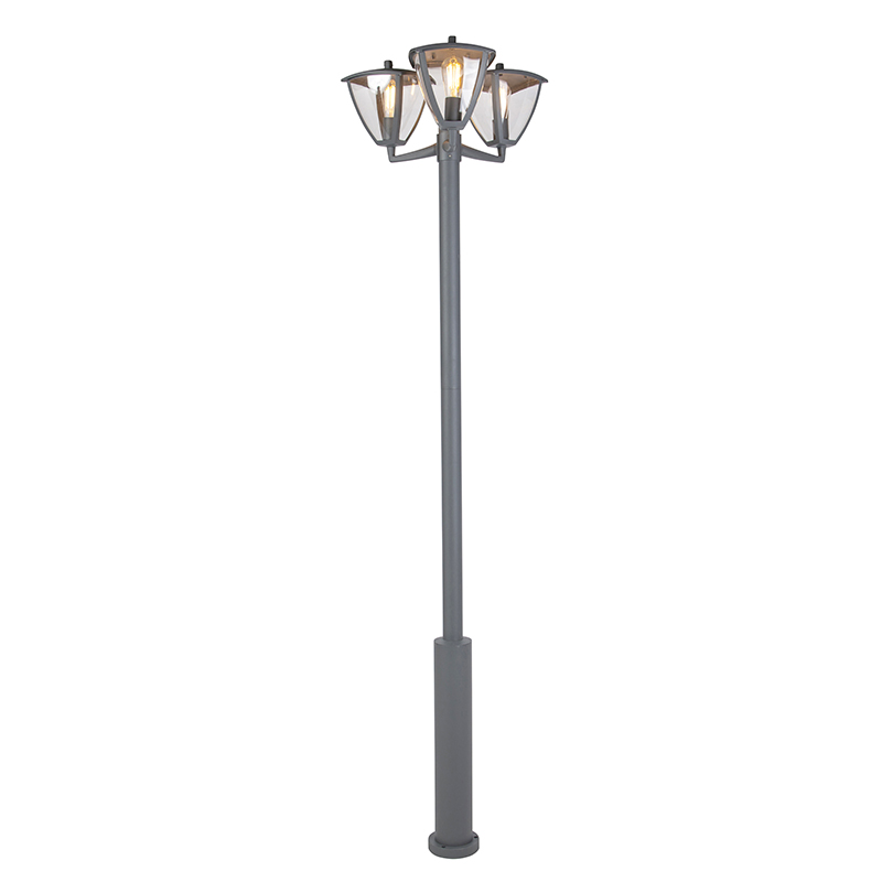 Klasická venkovní lucerna antracit 230cm 3-světlo - Platar