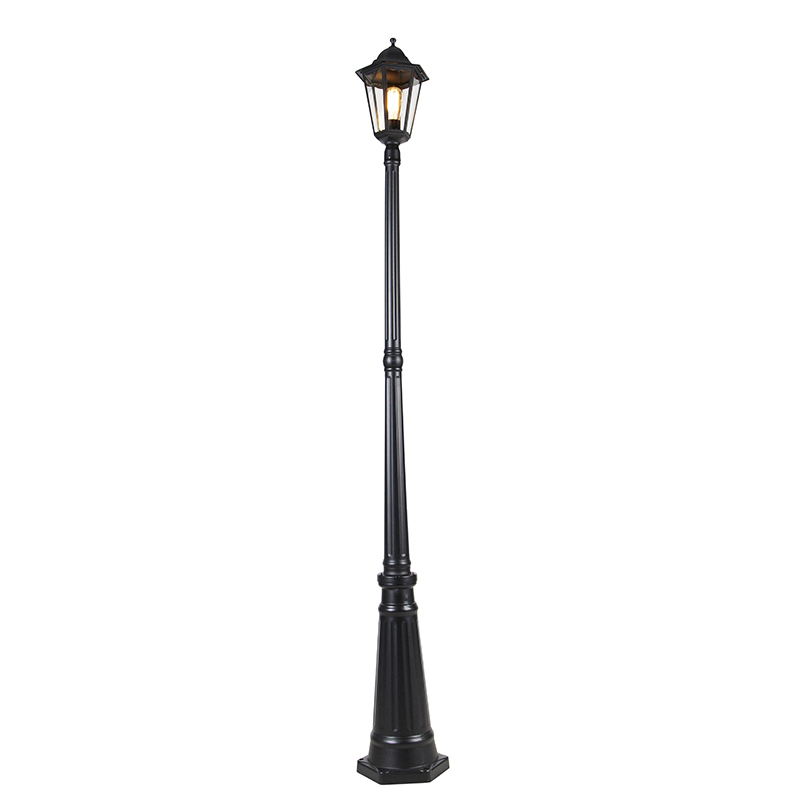Klasická venkovní lucerna černá 200 cm IP44 - New Orleans