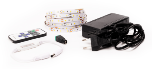 LED Solution LED pásek 12W/m 12V bez krytí IP20 5 metrů + adaptér 72W + stmívač s DO Barva světla: Modrá 07710_05310_06173