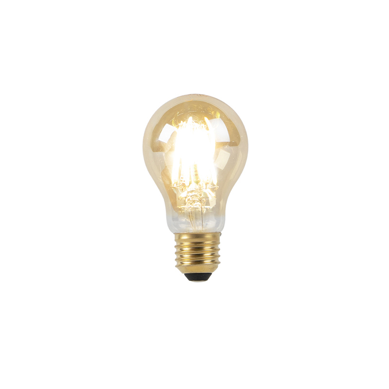 LED žárovka E27 A60 8W 2000-2600K stmívaná na teplé zlaté vlákno