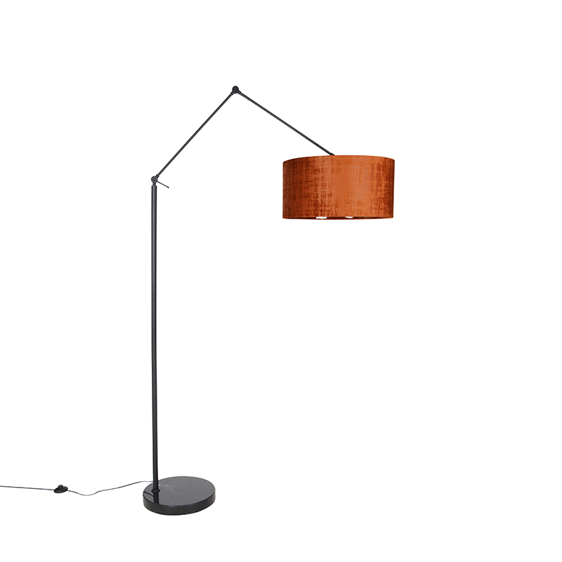 Moderne vloerlamp zwart met kap oranje 50 cm - Editor