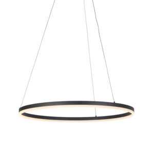 Moderní kruhová závěsná lampa černá 80 cm vč. LED a stmívače - Anello