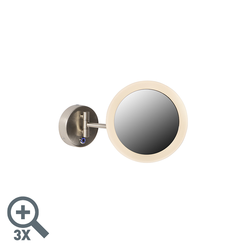Moderní nástěnné zrcadlo chromované vč. LED IP44 - Barba