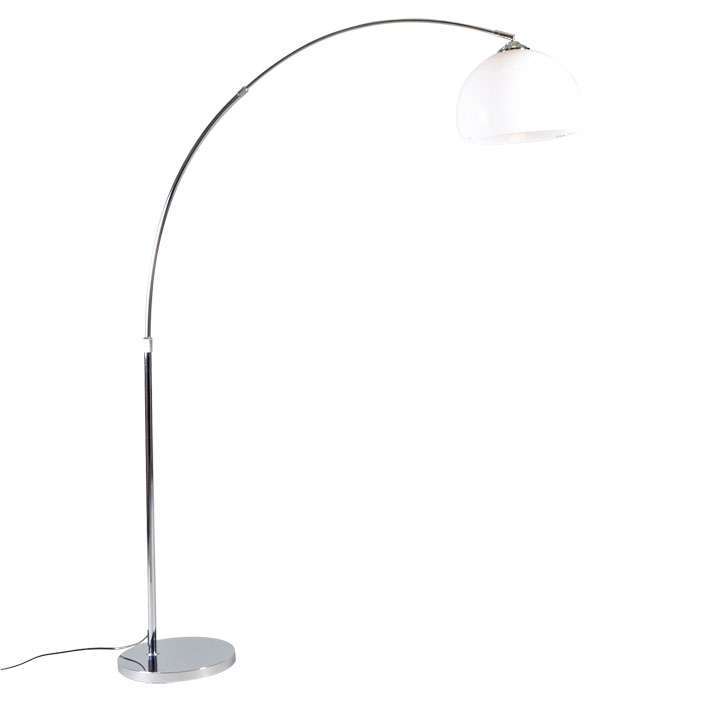 Moderní oblouková lampa chrom s bílým stínidlem - Arc Basic