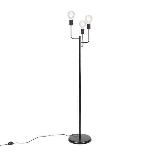 Moderní stojací lampa černá 3-světlo - Facile