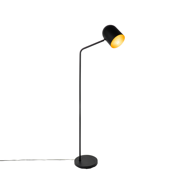 Moderní stojací lampa černá se zlatem - Morik