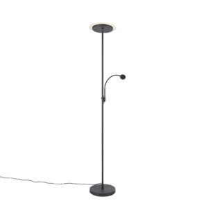 Moderní stojací lampa černá včetně LED s čtecím ramenem - Chala