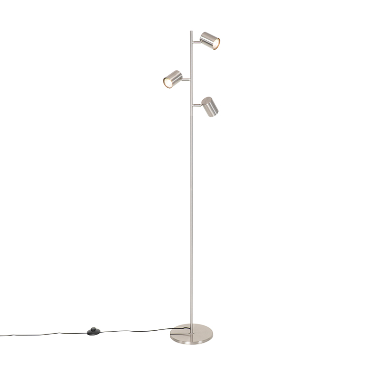 Moderní stojací lampa ocelová 3světlá - Jeana