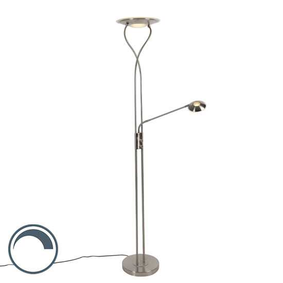 Moderní stojací lampa z oceli včetně LED s čtecím ramenem - Mallorca