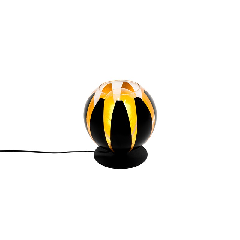 Moderní stolní lampa černá se zlatem 20 cm - Melone