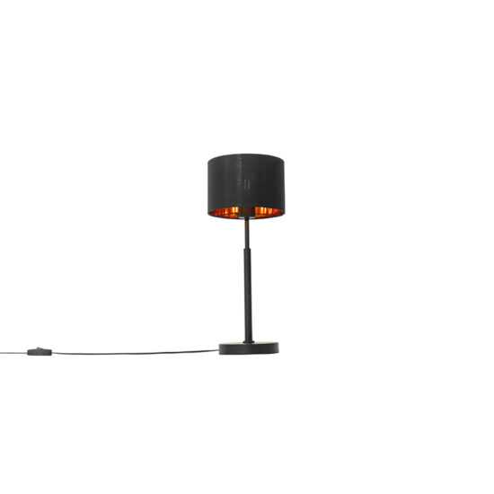 Moderní stolní lampa látková odstín černá se zlatem - VT 1
