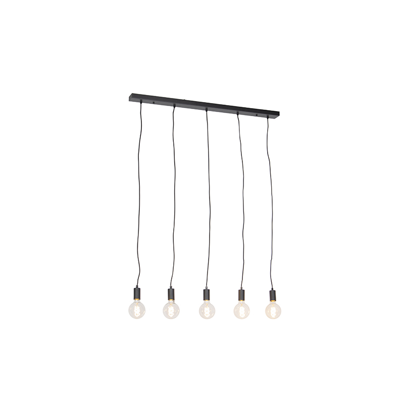 Moderní závěsná lampa černá 100 cm 5-světlo - Facil
