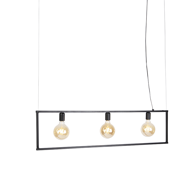 Moderní závěsná lampa černá 3-světlo - Simple Cage