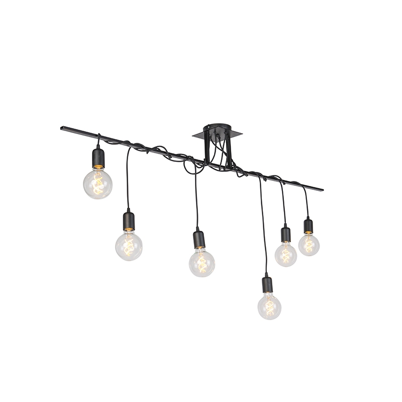 Moderní závěsná lampa černé 6žilové kroucené kabely - Facile