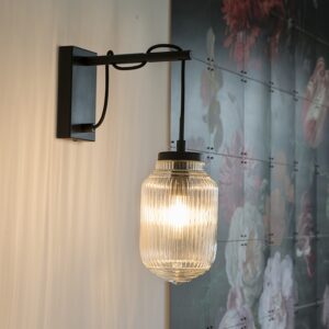 Nástěnná lampa ve stylu art deco černá s čirým sklem - Bolsena