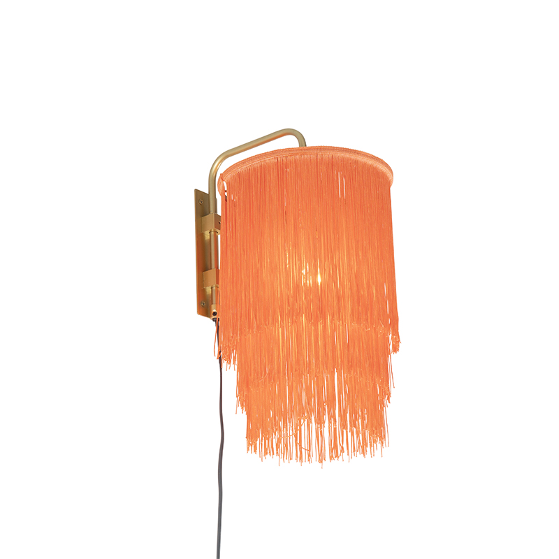 Orientální nástěnná lampa zlato-růžové odstín s třásněmi - Franxa