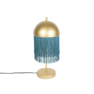 Orientální stolní lampa zlatá se zelenými třásněmi - Fringle