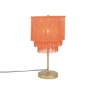 Orientální stolní lampa zlato-růžové odstín s třásněmi - Franxa