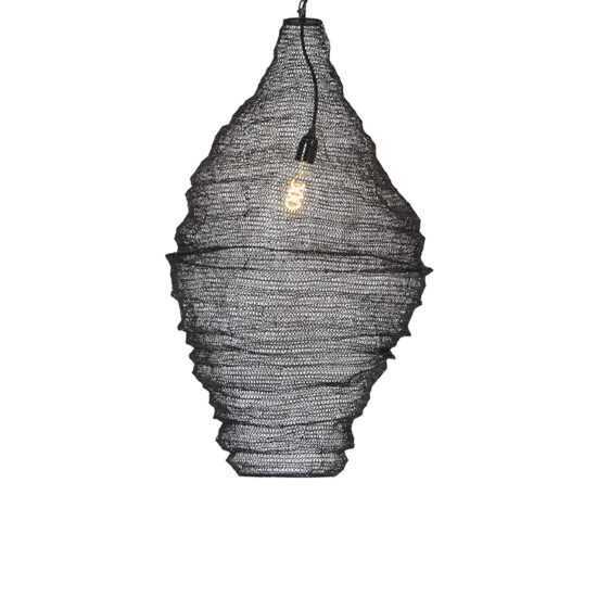 Orientální závěsná lampa černá 90 cm - Nidum