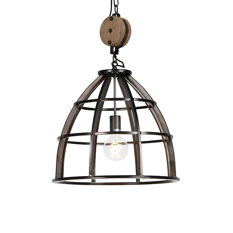 Průmyslová kulatá závěsná lampa černá ocel 47 cm - Arthur