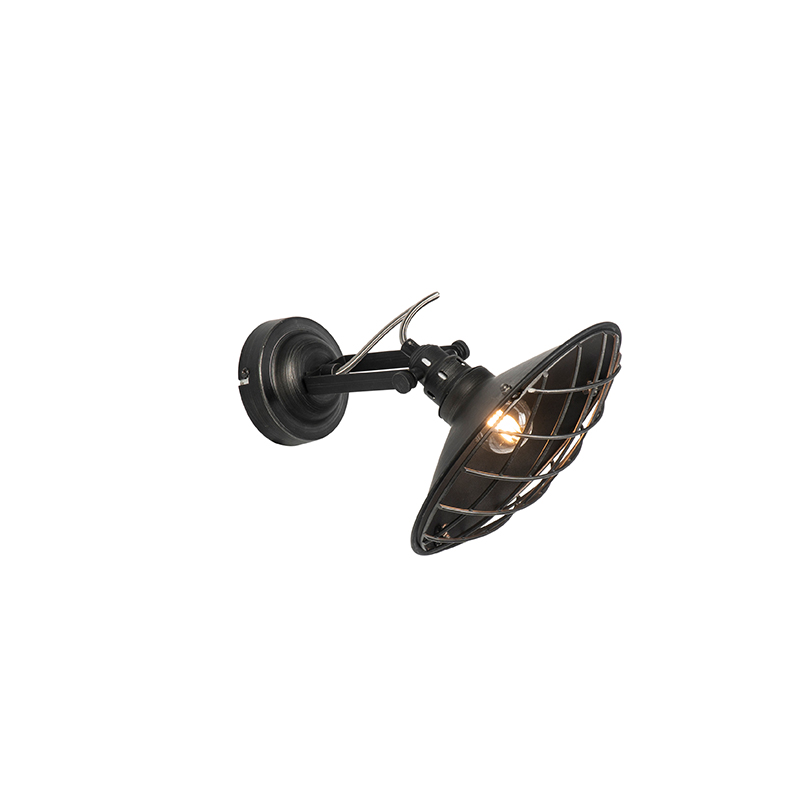 Průmyslová nástěnná lampa černá sklopná - Pekka