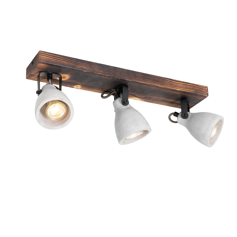 Průmyslová stropní lampa dřevo s betonem 3 -light - Creto