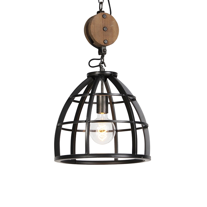 Průmyslová závěsná lampa černé ocelové stínidlo 33 cm - Arthur