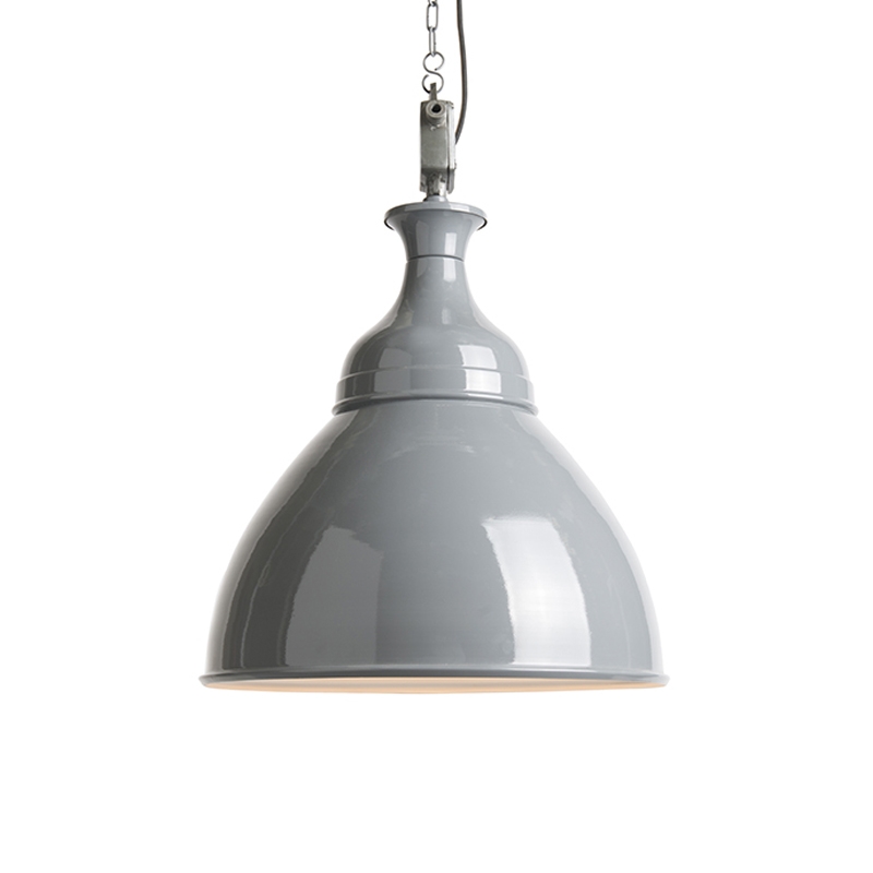Průmyslová závěsná lampa šedá s bílou - Bob