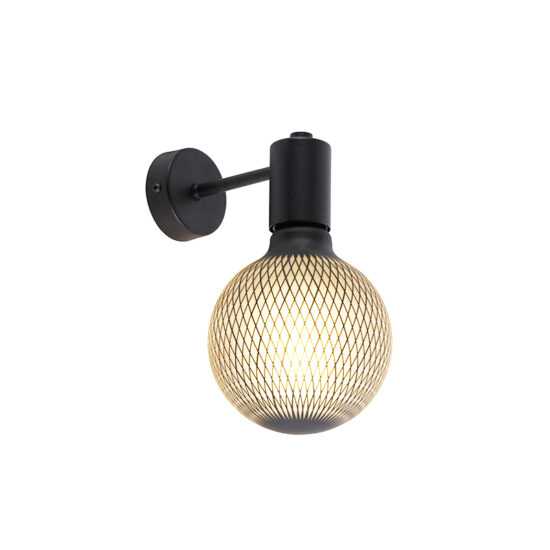 Průmyslové nástěnné svítidlo černé včetně G125 DECO 180lm - Facil 1