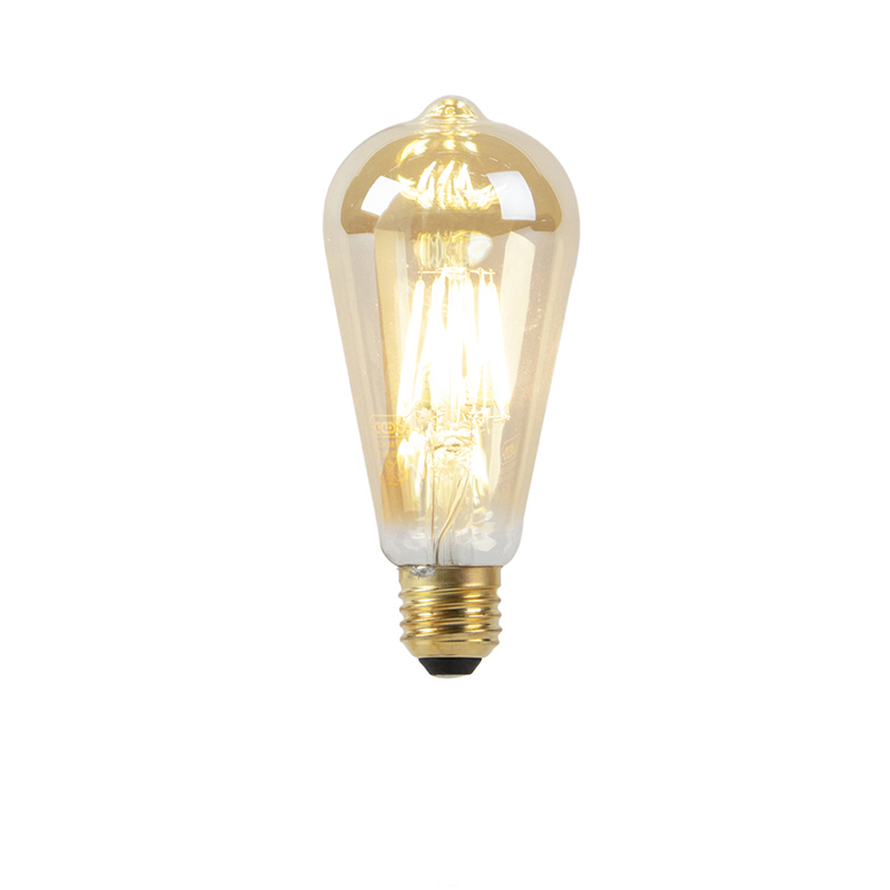 Sada 5 LED žárovek E27 8W 2000-2600K stmívaných na teplé zlaté vlákno