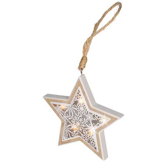 Solight LED vánoční hvězda s dřevěným dekorem