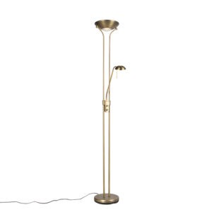 Stojací lampa bronzová s lampou na čtení vč. LED a stmívače - Diva 2