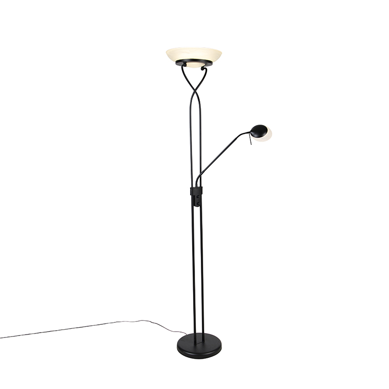 Stojací lampa černá včetně LED a stmívače s lampou na čtení - Empoli