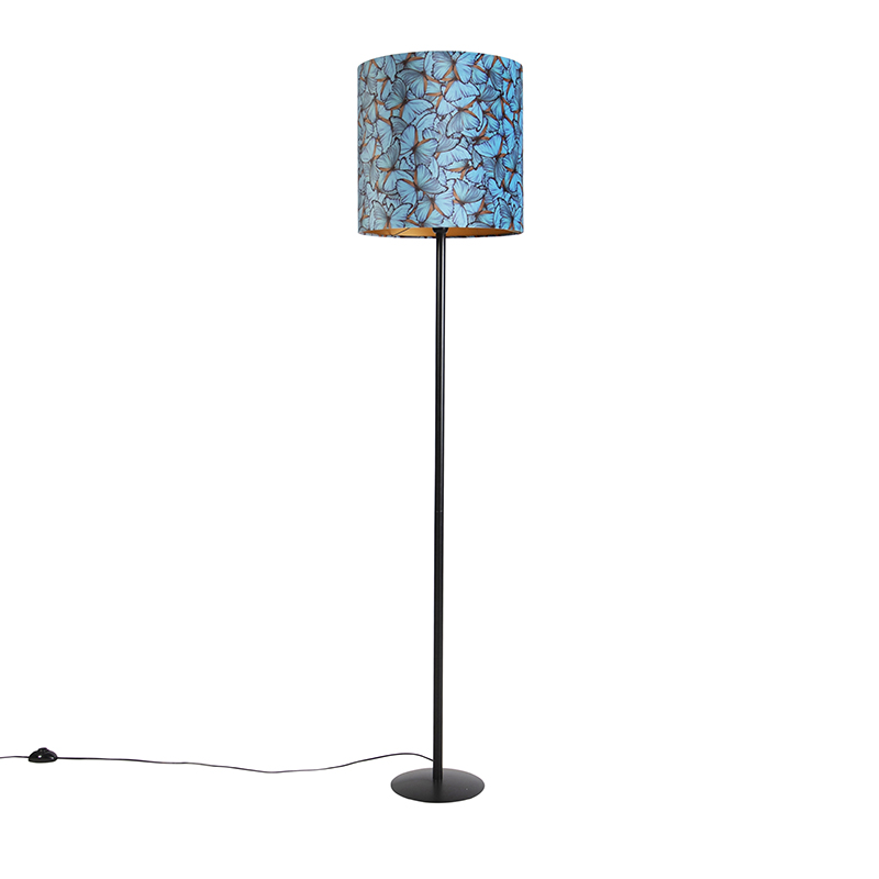 Stojací lampa s velurovým odstínem motýla a zlatem 40 cm - Simplo