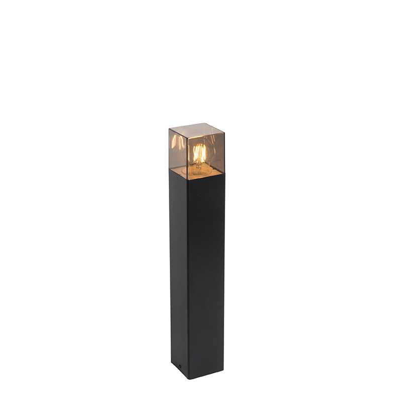 Stojací venkovní lampa černá 50 cm IP44 s kouřovým sklem - Dánsko